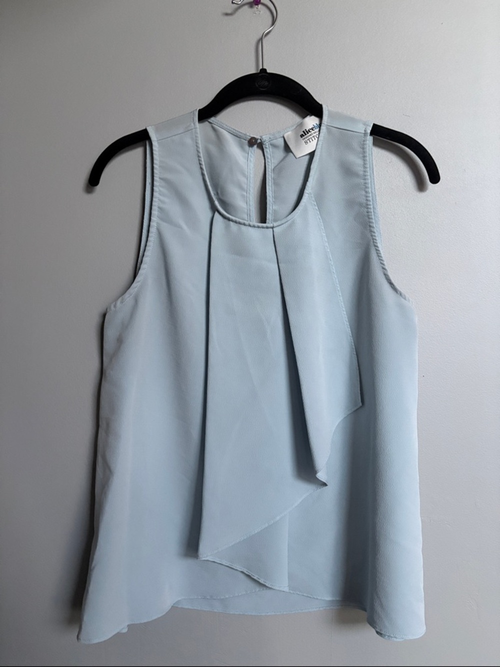 Alice Blue Pale Blue Ruffle Front Blouse